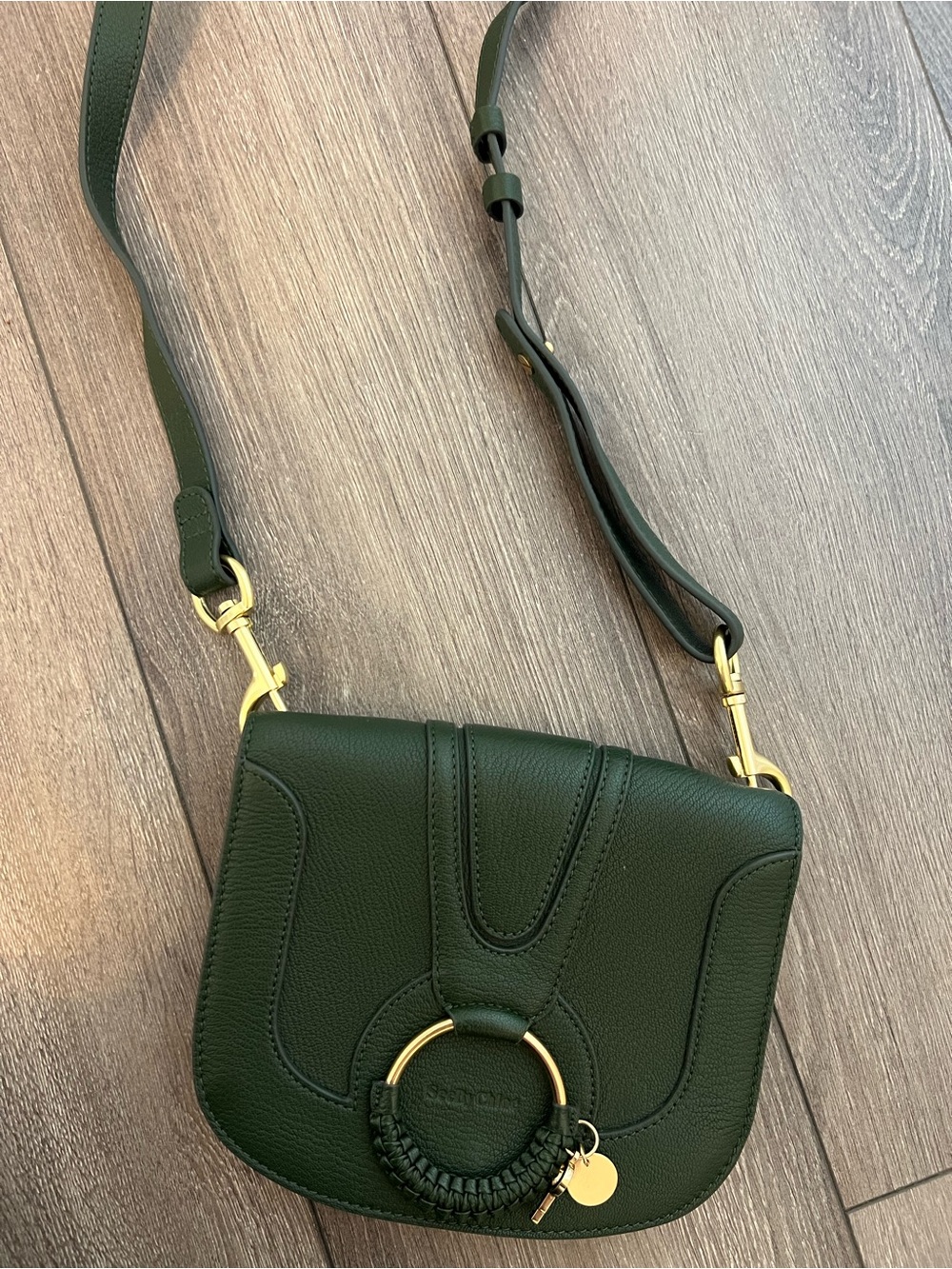 See By Chloe Dark Green Leather Crossbody with Gold Hardware